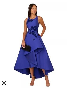 Elegant Royal Blue High-Low Fit & Flare Evening Dress